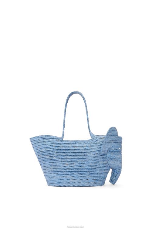 azul mezclilla Bolso cesta elefante pequeño de rafia Loewe R8J8Z77 mujer