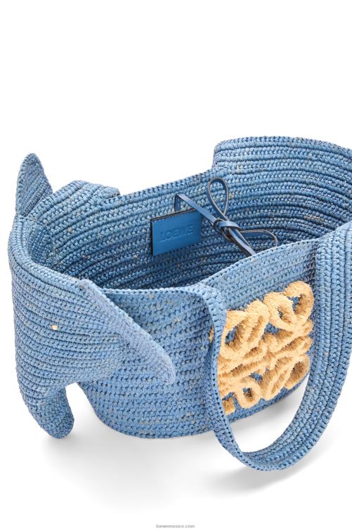 azul mezclilla Bolso cesta elefante pequeño de rafia Loewe R8J8Z77 mujer
