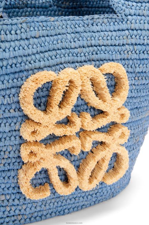 azul mezclilla Bolso cesta elefante pequeño de rafia Loewe R8J8Z77 mujer