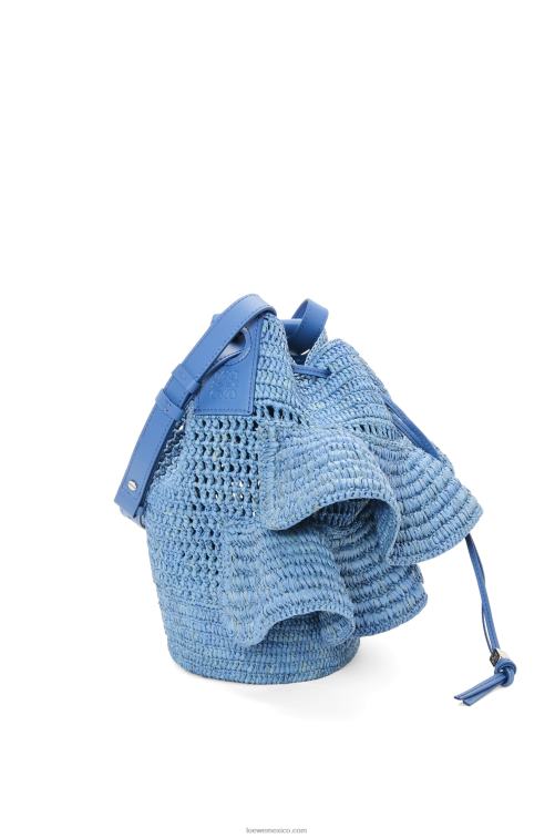 azul mezclilla Bolso volantes globo de rafia y piel bovina Loewe R8J8Z3 mujer