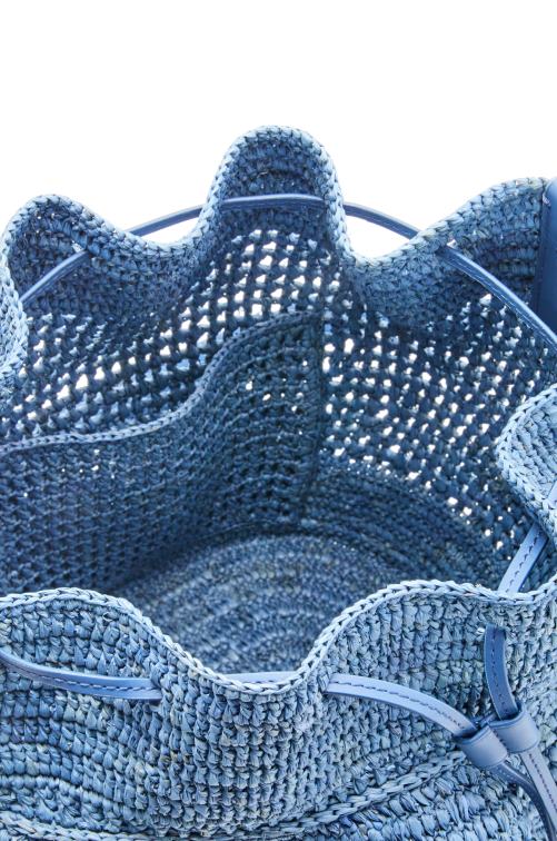 azul mezclilla Bolso volantes globo de rafia y piel bovina Loewe R8J8Z3 mujer