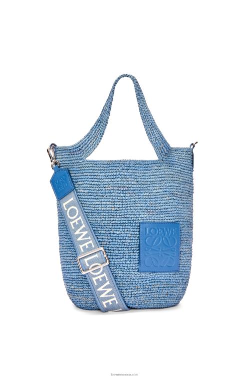 azul mezclilla bolso mini con abertura en rafia y piel de becerro Loewe R8J8Z4 mujer