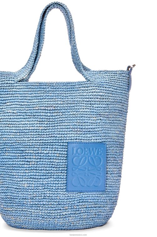 azul mezclilla bolso mini con abertura en rafia y piel de becerro Loewe R8J8Z4 mujer