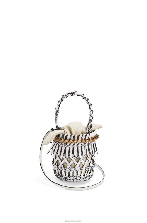 blanco bolso bombonera pequeño con flecos de piel de becerro Loewe R8J8Z131 mujer