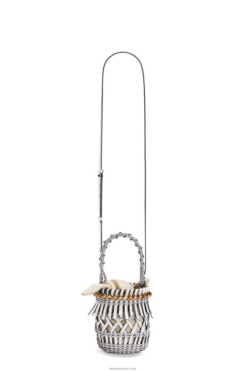blanco bolso bombonera pequeño con flecos de piel de becerro Loewe R8J8Z131 mujer