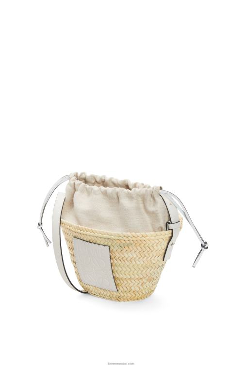 blanco natural bolso bombonera con cordón de hoja de palma y piel de becerro Loewe R8J8Z23 mujer