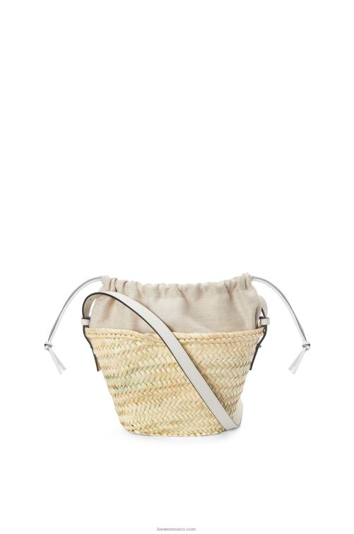 blanco natural bolso bombonera con cordón de hoja de palma y piel de becerro Loewe R8J8Z23 mujer