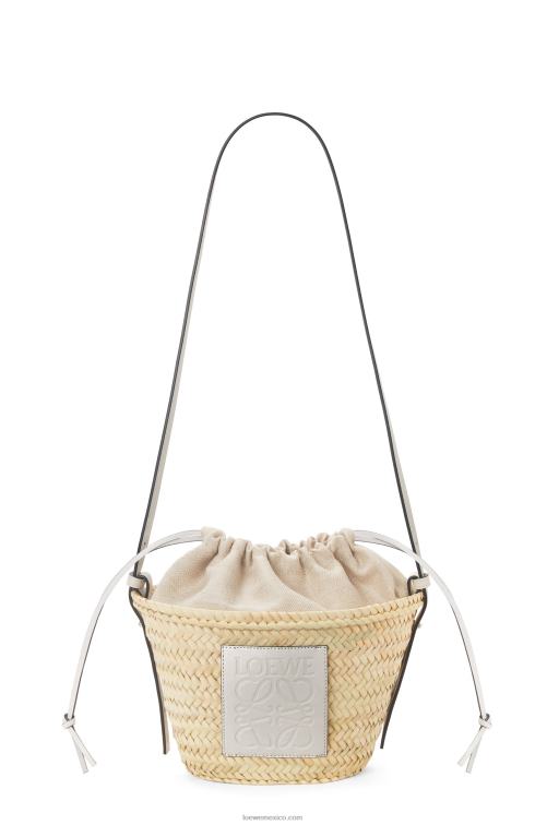 blanco natural bolso bombonera con cordón de hoja de palma y piel de becerro Loewe R8J8Z23 mujer