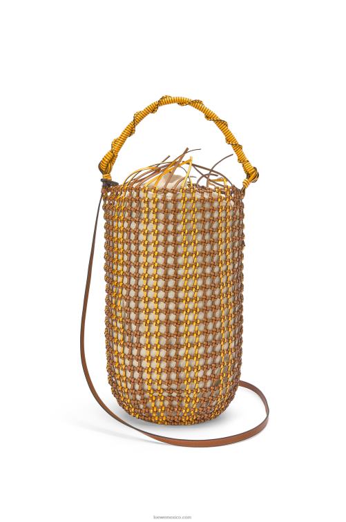 bronceado/amarillo bolso bombonera de malla de piel de becerro Loewe R8J8Z183 mujer