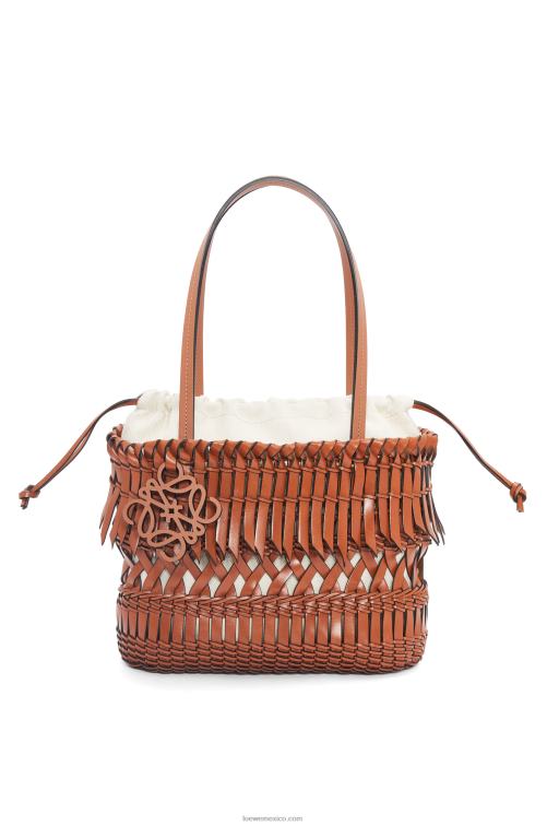 broncearse bolso basket cuadrado con flecos de piel de becerro Loewe R8J8Z90 mujer