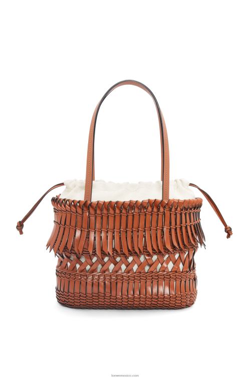 broncearse bolso basket cuadrado con flecos de piel de becerro Loewe R8J8Z90 mujer
