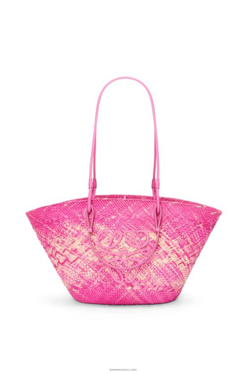 fucsia Bolso basket anagram en palma de iraca y piel de becerro Loewe R8J8Z70 mujer