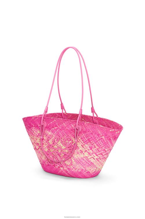 fucsia Bolso basket anagram en palma de iraca y piel de becerro Loewe R8J8Z70 mujer