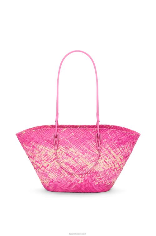 fucsia Bolso basket anagram en palma de iraca y piel de becerro Loewe R8J8Z70 mujer