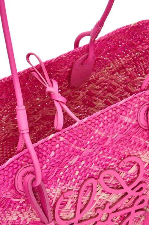 fucsia Bolso basket anagram en palma de iraca y piel de becerro Loewe R8J8Z70 mujer