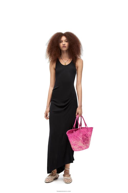fucsia Bolso basket anagram en palma de iraca y piel de becerro Loewe R8J8Z70 mujer