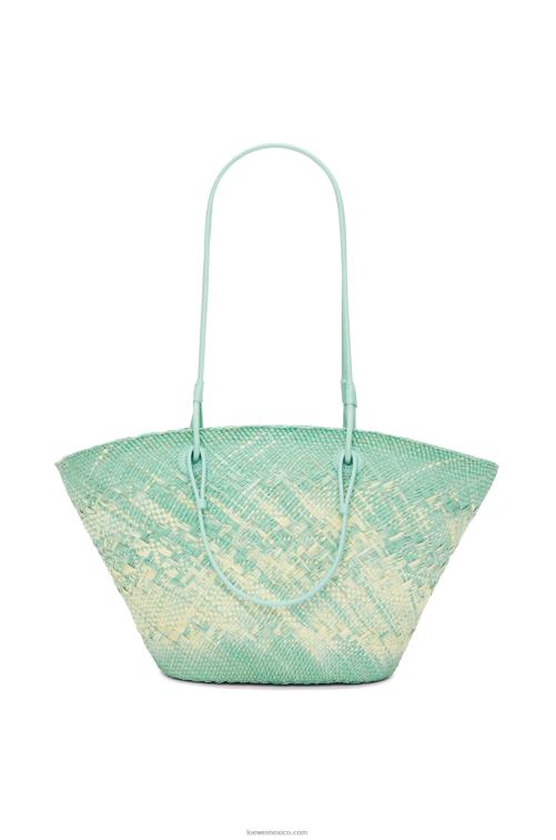 menta fresca Bolso basket anagram en palma de iraca y piel de becerro Loewe R8J8Z55 mujer