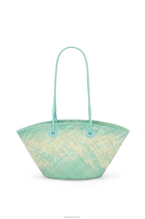 menta fresca Bolso basket pequeño anagram de palma de iraca y piel de becerro Loewe R8J8Z110 mujer