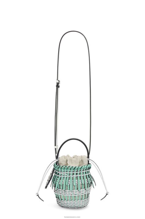 menta fresca/blanco suave bolso bombonera pequeño con flecos de piel de becerro Loewe R8J8Z87 mujer