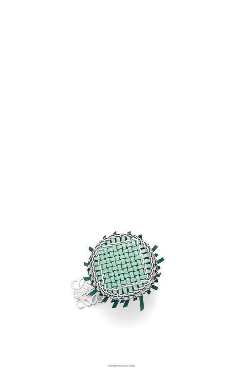 menta fresca/blanco suave bolso bombonera pequeño con flecos de piel de becerro Loewe R8J8Z87 mujer