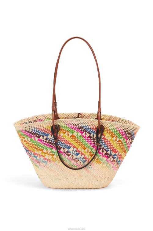 multicolor/bronceado Bolso basket anagram de piel de becerro y palma de iraca arcoíris Loewe R8J8Z106 mujer