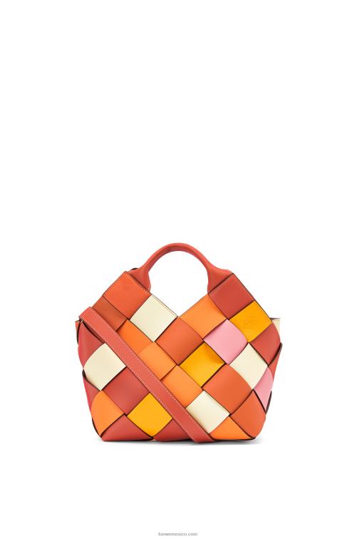 naranja bolso basket pequeño sobrante tejido de piel de becerro Loewe R8J8Z102 mujer