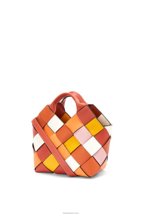 naranja bolso basket pequeño sobrante tejido de piel de becerro Loewe R8J8Z102 mujer