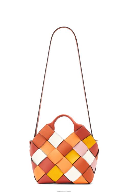 naranja bolso basket pequeño sobrante tejido de piel de becerro Loewe R8J8Z102 mujer