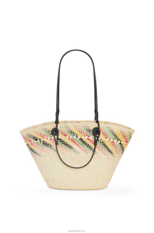 natural/multicolor Canasta pequeña con anagrama arcoíris de palma de iraca y piel de becerro Loewe R8J8Z43 mujer