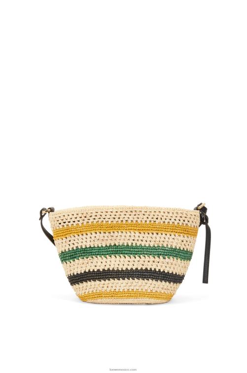 natural/multicolor pochette de rafia a rayas y piel de becerro Loewe R8J8Z25 mujer