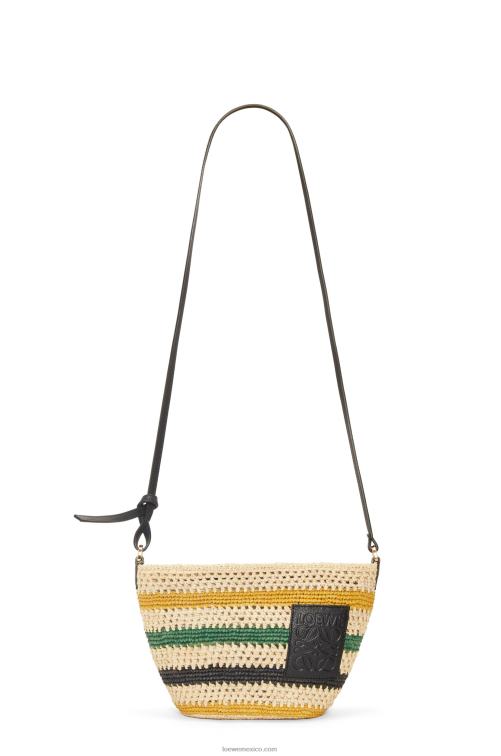 natural/multicolor pochette de rafia a rayas y piel de becerro Loewe R8J8Z25 mujer