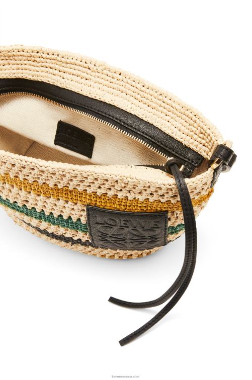 natural/multicolor pochette de rafia a rayas y piel de becerro Loewe R8J8Z25 mujer