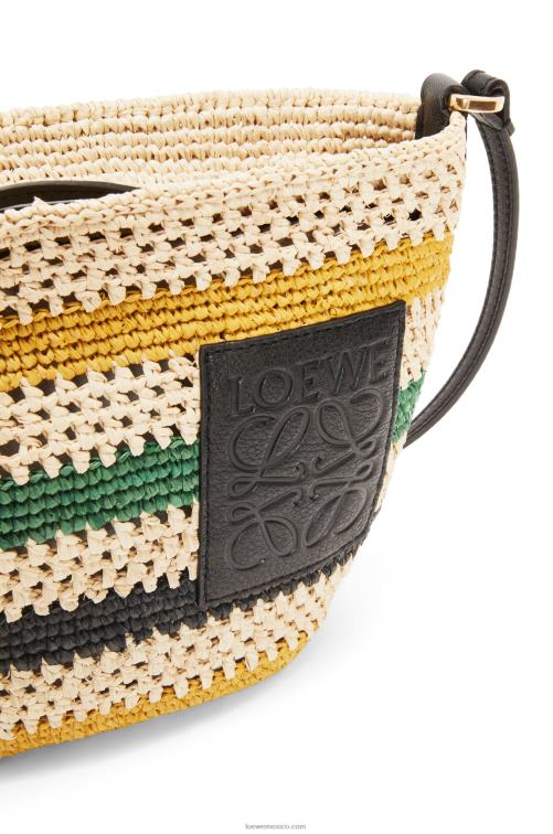 natural/multicolor pochette de rafia a rayas y piel de becerro Loewe R8J8Z25 mujer