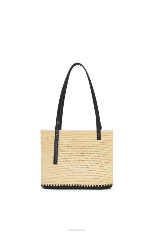 natural/negro Bolso cesta pequeño cuadrado de rafia y caucho Loewe R8J8Z45 mujer
