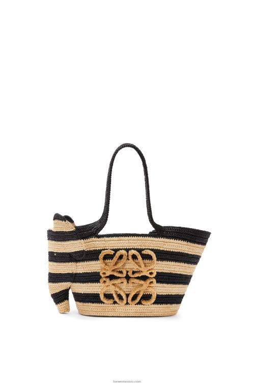 natural/negro pequeña cesta de elefante en rafia Loewe R8J8Z107 mujer