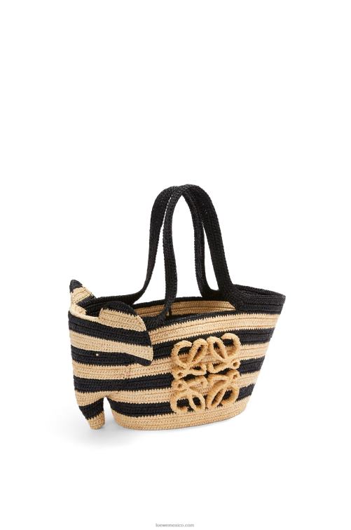 natural/negro pequeña cesta de elefante en rafia Loewe R8J8Z107 mujer