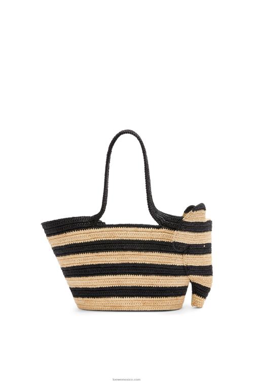 natural/negro pequeña cesta de elefante en rafia Loewe R8J8Z107 mujer