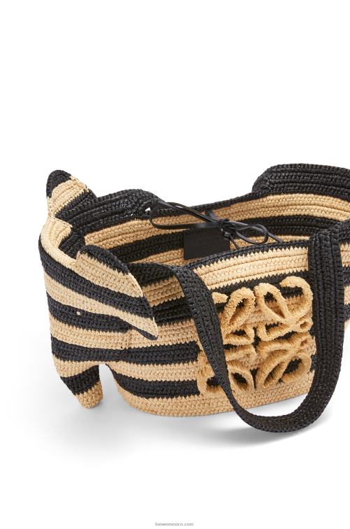 natural/negro pequeña cesta de elefante en rafia Loewe R8J8Z107 mujer