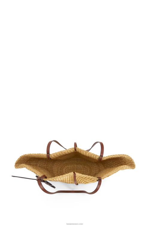 natural/pacana Bolso cesta pequeño concha de hierba elefante y piel de becerro Loewe R8J8Z62 mujer