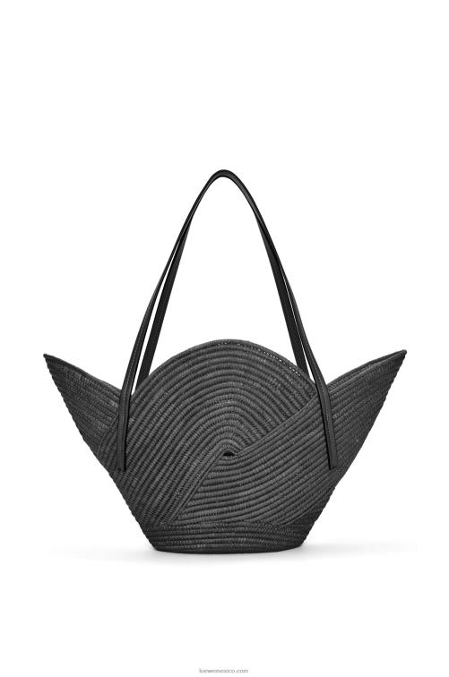 negro Bolso cesta petal de rafia y piel bovina Loewe R8J8Z41 mujer