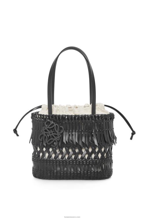 negro bolso basket cuadrado con flecos de piel de becerro Loewe R8J8Z91 mujer