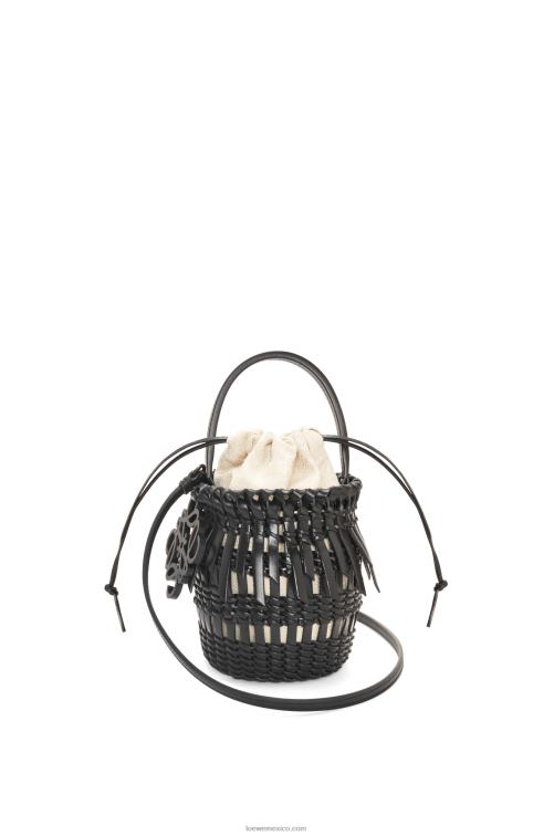 negro bolso bombonera pequeño con flecos de piel de becerro Loewe R8J8Z88 mujer