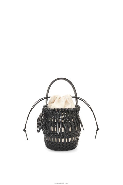 negro bolso bombonera pequeño con flecos de piel de becerro Loewe R8J8Z88 mujer