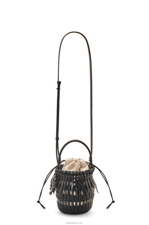 negro bolso bombonera pequeño con flecos de piel de becerro Loewe R8J8Z88 mujer