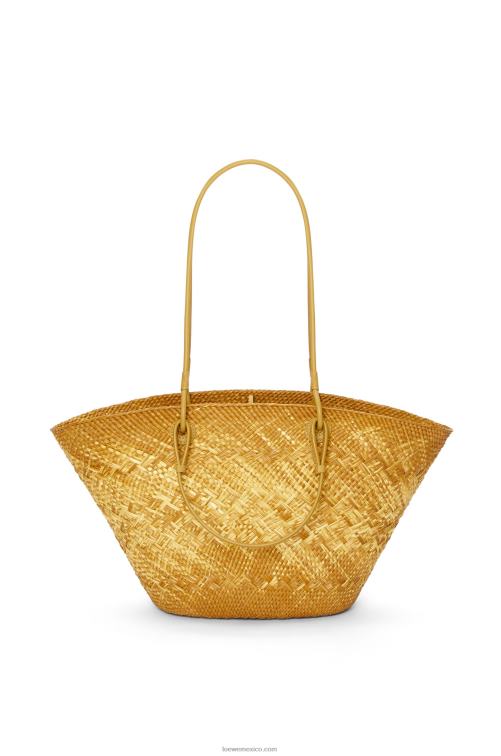 ocre Bolso basket anagram en palma de iraca y piel de becerro Loewe R8J8Z7 mujer