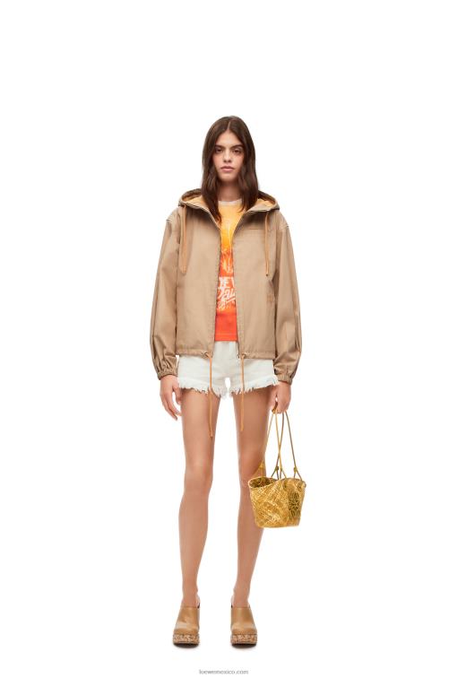 ocre Bolso basket pequeño anagram de palma de iraca y piel de becerro Loewe R8J8Z8 mujer
