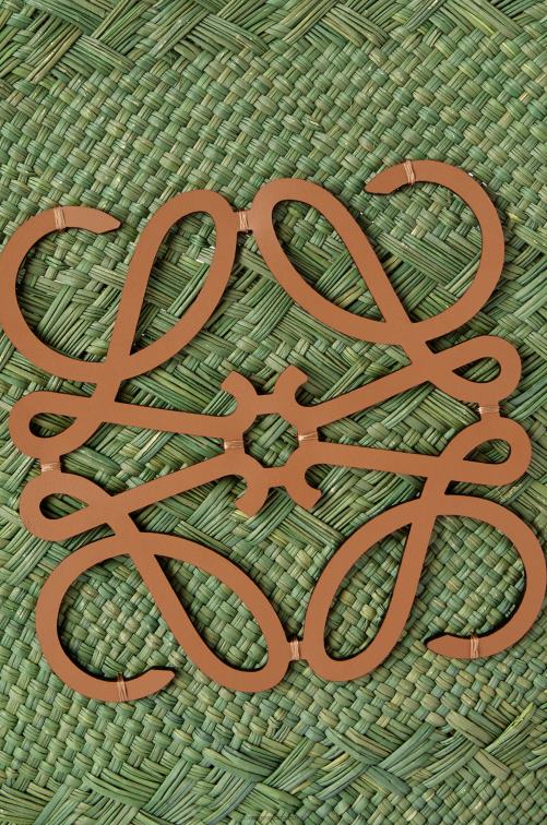 verde/bronceado Bolso cesta anagrama grande de palma de iraca y piel de becerro Loewe R8J8Z65 mujer