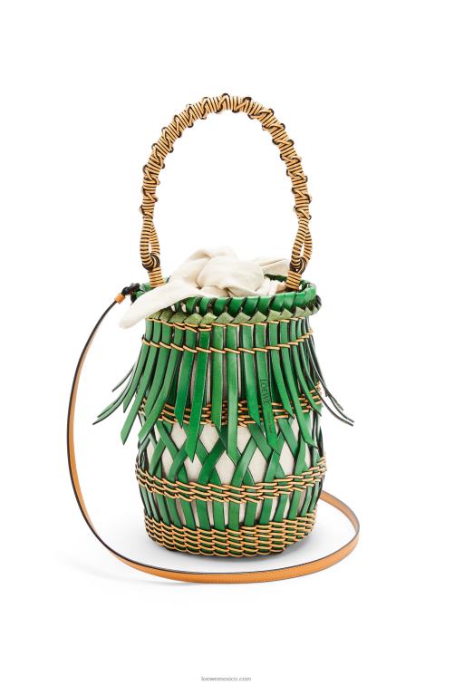 verde/miel bolso bombonera con flecos de piel de becerro Loewe R8J8Z184 mujer