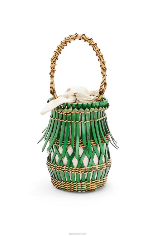 verde/miel bolso bombonera con flecos de piel de becerro Loewe R8J8Z184 mujer