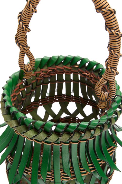 verde/miel bolso bombonera con flecos de piel de becerro Loewe R8J8Z184 mujer